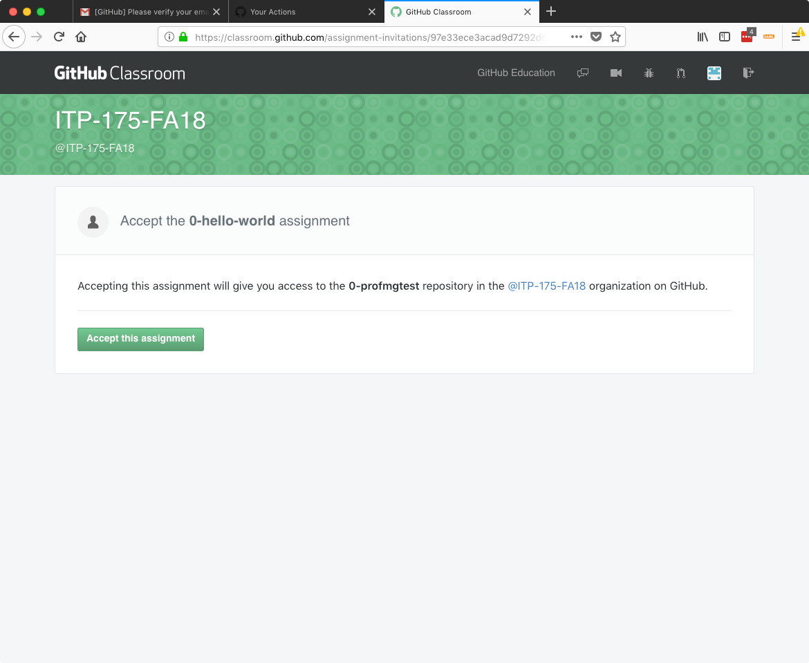 Github Classroom screenshot 2