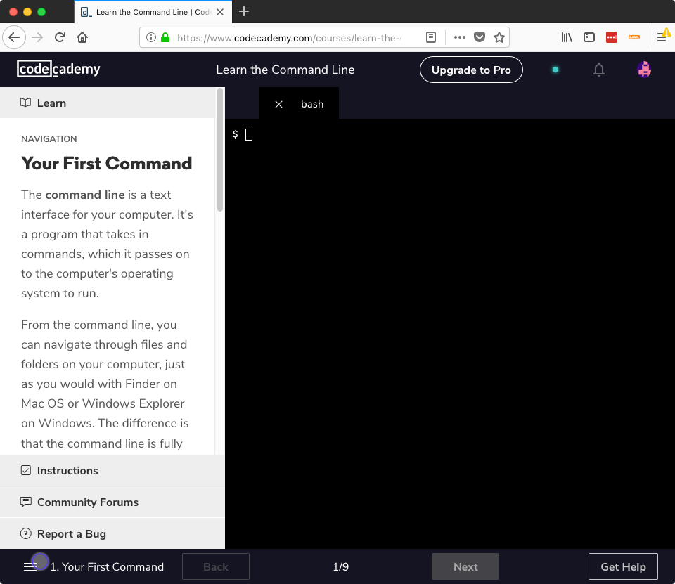 Codecademy Menu