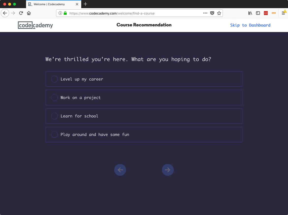 codecademy signup screenshot 3