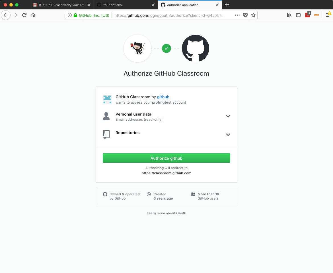 Github Classroom screenshot 1